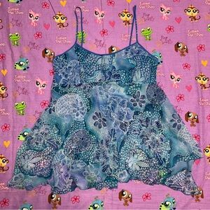 California dynasty blue floral flowy lingerie slip
